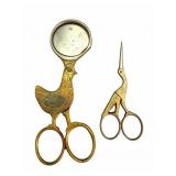Vintage Chicken Egg & Stork Scissors