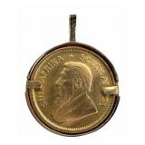 Gold South African Krugerrand & 14k Pendant