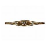 10k Diamond & Pearl Filigree Brooch