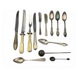 Sterling & Plated Flatware & Candle Snuff Lot