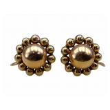 14k Gold Screw Back Hollow Earrings