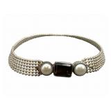 Vintage 925 Topaz & Pearl Bracelet