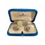 Two Sets 14k Cufflinks, Dual Tone & Linear