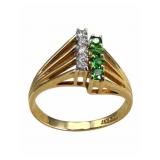 14k Diamond & Emerald Style Ring
