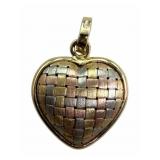 18k Italian Triple Tone Heart Pendant