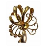 14k Rose & Yellow Gold HL Marked Brooch