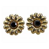 14k Garnet Daisy Screw Back Earrings