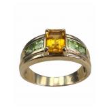 10k Citrine & Peridot Ring, Size 8