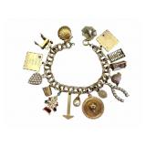 14k Gold Charm Bracelet with Pearl & Gemstone