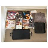 Cookbook Lot with Grill Pans & Utensils
