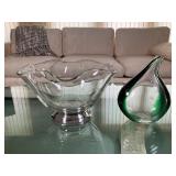 Flamingo Orchid Glass Vase and Crystal Bowl