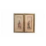 Pair of Framed Asian Wood Block Prints