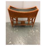 Rectangular Wicker Plant Stand with Metal LIn
