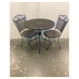 Three-piece patio set with umbrella holder