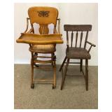Children Antique Collapsiblae High Chair and Chair