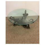 Metal Elephant Base Glass Top Coffee Table
