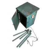 Blue Painted Wood Birdhouse+ Wind-chime