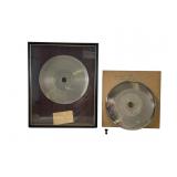 Two Record Cutting Plates & Framed Tru-Kut
