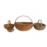 4 Handwoven Melon Shaped Baskets