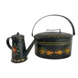 Toleware Teapot and Lidded Bucket