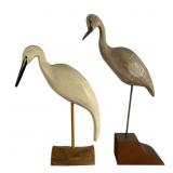 Two Carved Wood Shorebirds