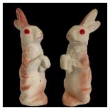 Two Vtg German Papier-Mï¿½chï¿½ Easter Bunnys