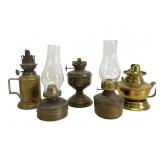 5 Brass Oil Lamps