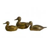 Three Hollow Brass Ducks