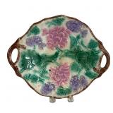 Etruscan Majolica Floral Double Handle Tray