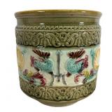 Majolica Cache Pot with Fish & Shell Motif
