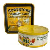 Vintage A&B Sausage Tin and Howertown Dairy Tray