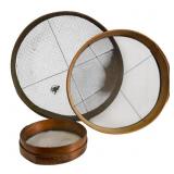 3 Primitive Wooden Sieves