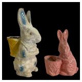 Two Vintage Pulp Egg Carton Easter Rabbits