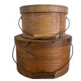 2 Primitive Wooden Pantry Boxes Set