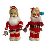 Two Vintage Wind-up Bell Santa Toys
