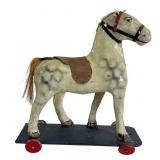 Belgian Papier Mache Pull Toy Horse