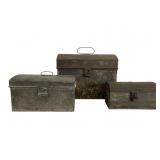 3 Antique Tin Toleware Document Boxes
