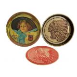 3 Vtg Satin Cigarettes & Iroquois Beverage Tray