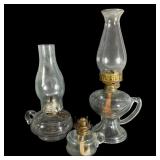 Three Clear Glass Oil Lamps