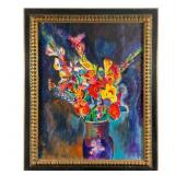 Charles Frith Oil on Canvas Flowers in Vase