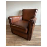 Pottery Barn Studded Leather Swivel Armchair