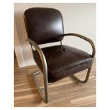 Pottery Barn Leather & Metal Tubular Armchair