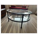 Round Metal & Glass Two Tier Coffee Table