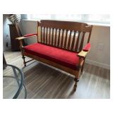 Oak Spindle Back Armchair with Upholstery