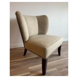 Upholstered Chair with Leather Back, 32 Inch
