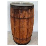 Wooden Barrel 18 Inches Tall 10 Inch Opening