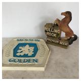 Molson Golden & Rolling Rock Beer Signs