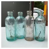 Four Glob Top Bottles, 6.5 Inches Tall