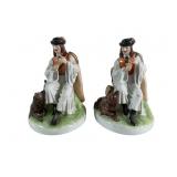 Two PECS Figures Man with Flute & Dog