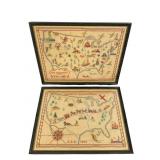 Two Framed Thread Works by Sarah B Kuhar